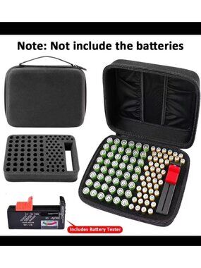 Battery Organizer Storage Case Tester Hard Shell Holds 92 Batteries AA/AAA
